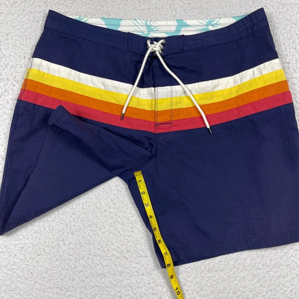 Brooks Brothers Board Shorts Mens 40 Navy Blue Retro Striped Swim Trunks